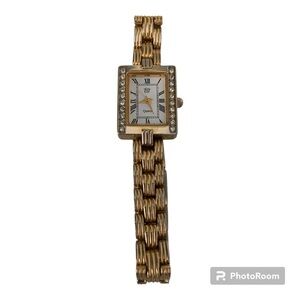 Vintage Gold Rectangle Faux Crystal Face Stainless Women’s Steel Wrist Watch